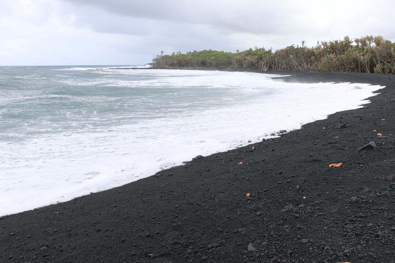 Pohoiki beach with platic on it